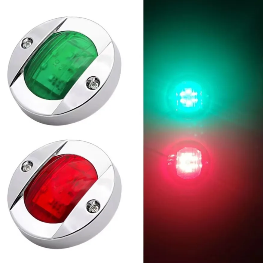 2x Red Green LED Boat Navigation Light 12V IP68 Waterproof Sailing Signal Lamp Marine Yacht Warning Lights