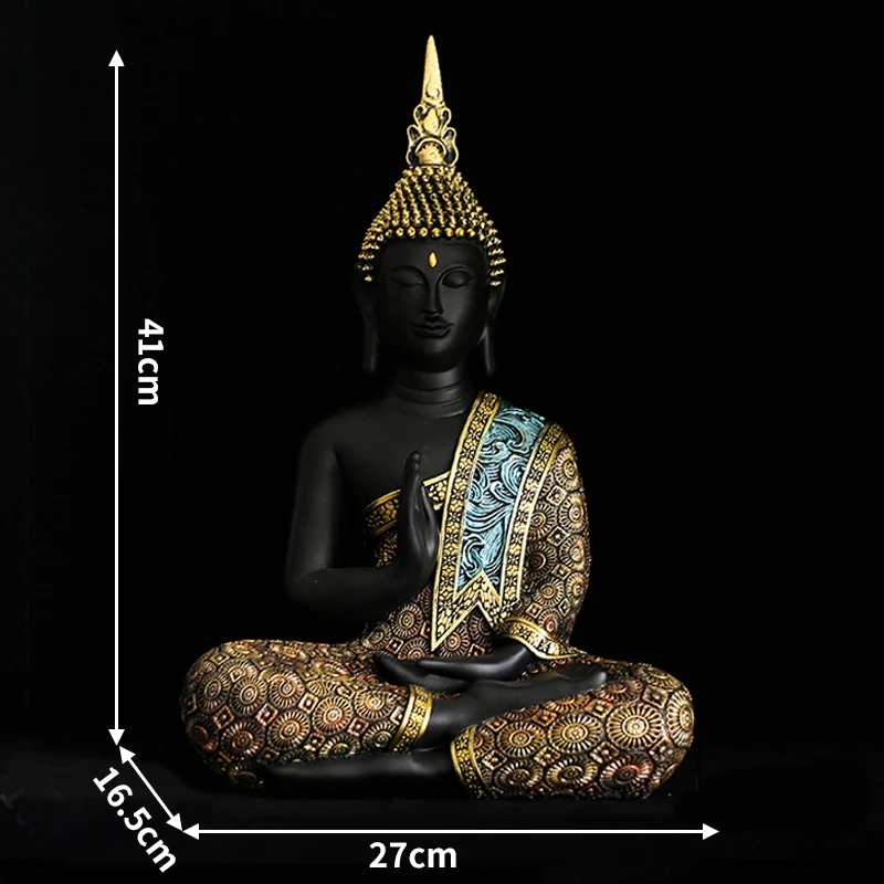 Estatua de Buda grande, escultura de Buda de Tailandia, resina verde, Budismo hecho a mano, estatuilla de Fengshui hindú, meditación, decoración del hogar