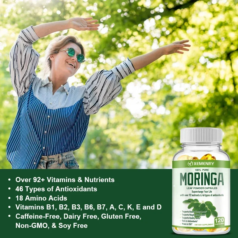 Premium Moringa Capsules | Leaf powder capsules contain over 92 nutrients and 46 antioxidants