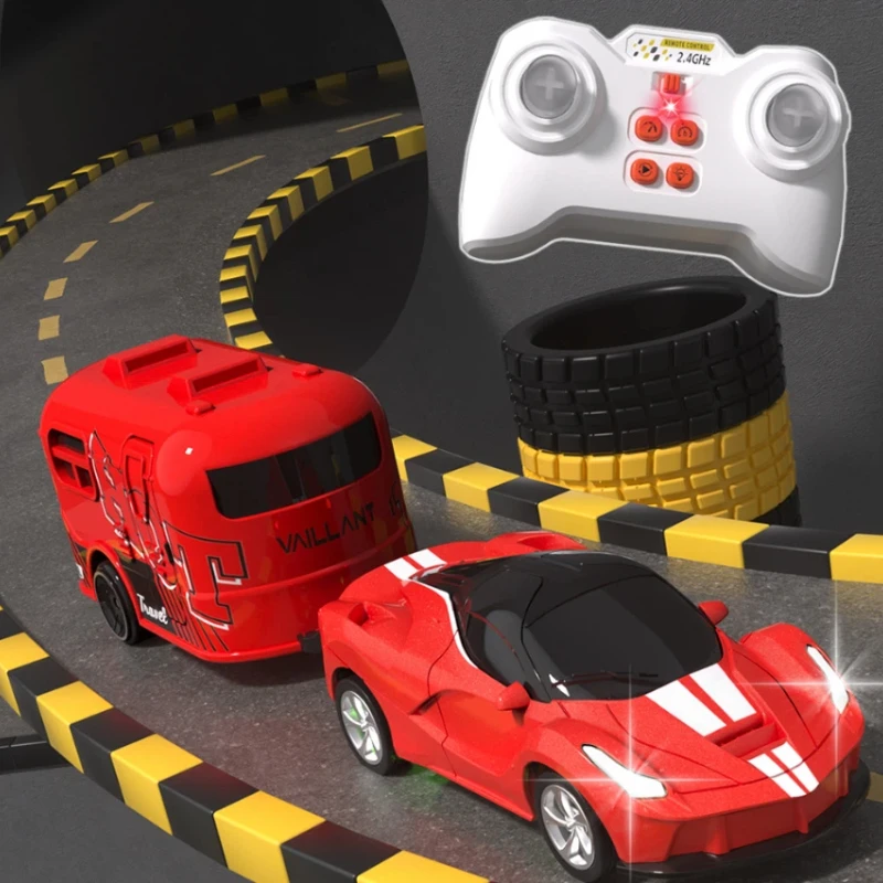 Coche en miniatura con control remoto a escala 1:64, diseño de deriva de luz fría con carcasa de aleación, vehículo de juguete de simulación para niños