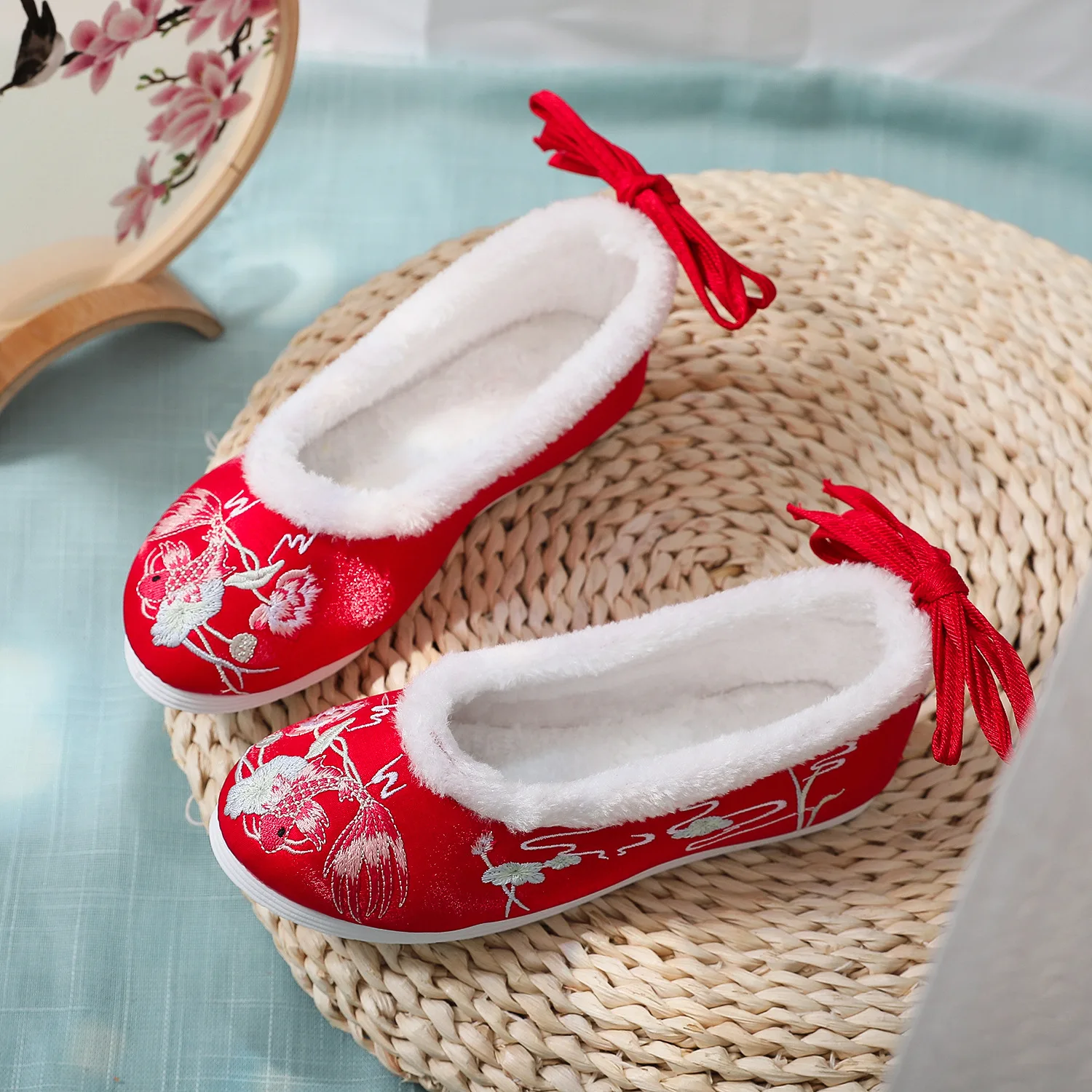 Hanfu Shoes Women's Ancient Style Warm Embroidered Ancient Costume Shoes Cosplay