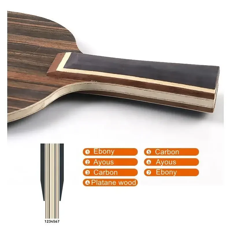 5-Ply Table Tennis Racket Blade Pure Wood Technology Ironwood Ebony Rosewood Ping Pong Blade Paddle 87/92g LongShort Handle