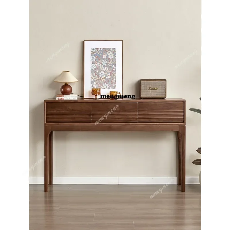 

Z136North American black walnut entrance table, simple solid wood entrance cabinet against the wall, foyer entrance table, Nordi