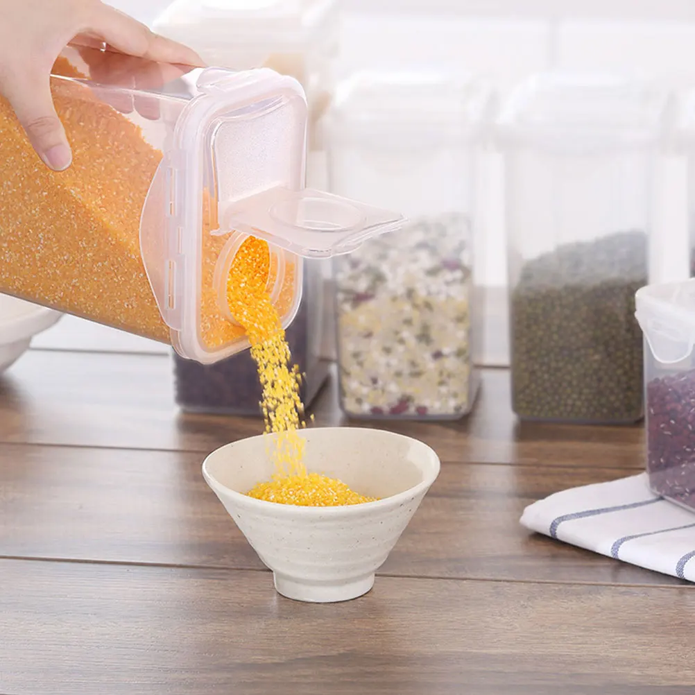 

2Pcs Food Storage Containers Reusable Plastic Jars Clear Lid Kitchen Boxes Silica Gel Cans Sugar Tea Grain