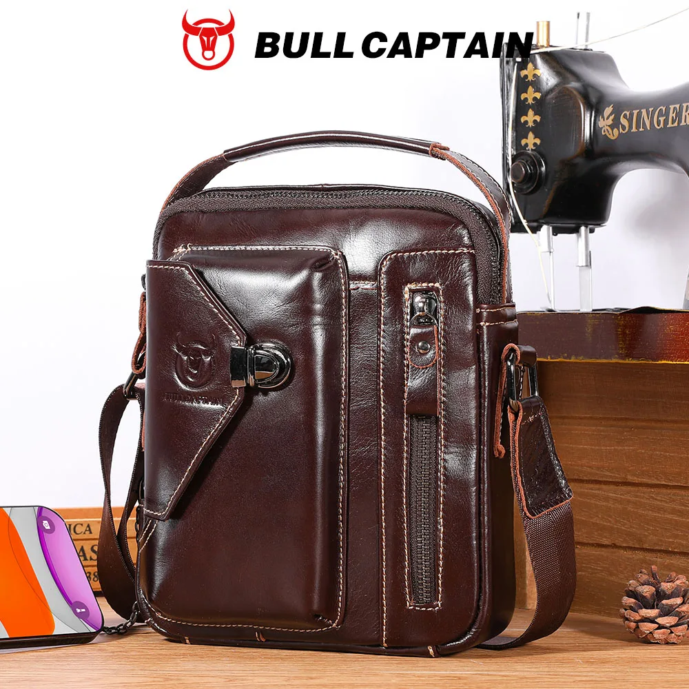 

Мужская сумка через плечо BULLCAPTAIN из натуральной кожи, подходящая для 7,9 дюймов iPad, Высококачественная Мужская сумка, мини деловая сумка через плечо