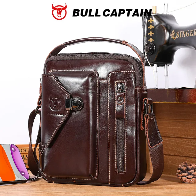 Męska torba Crossbody z prawdziwej skóry byka odpowiednia na 7.9 cala iPad wysokiej jakości torba męska Mini biznesowa torba na ramię