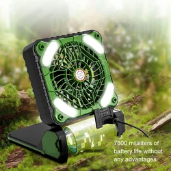 Desktop Small Portable Camping Fan Solar Panel Folding Fan Has Long-lasting Battery Life. Wind Military Green