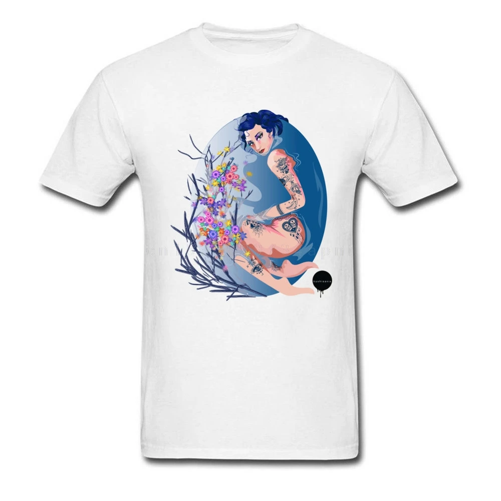 Men's T Shirt Japan Style T-shirt Geisha Bathtime Tops Casual White Tees Cotton O Neck Clothes Woman Art Design Sweatshirts