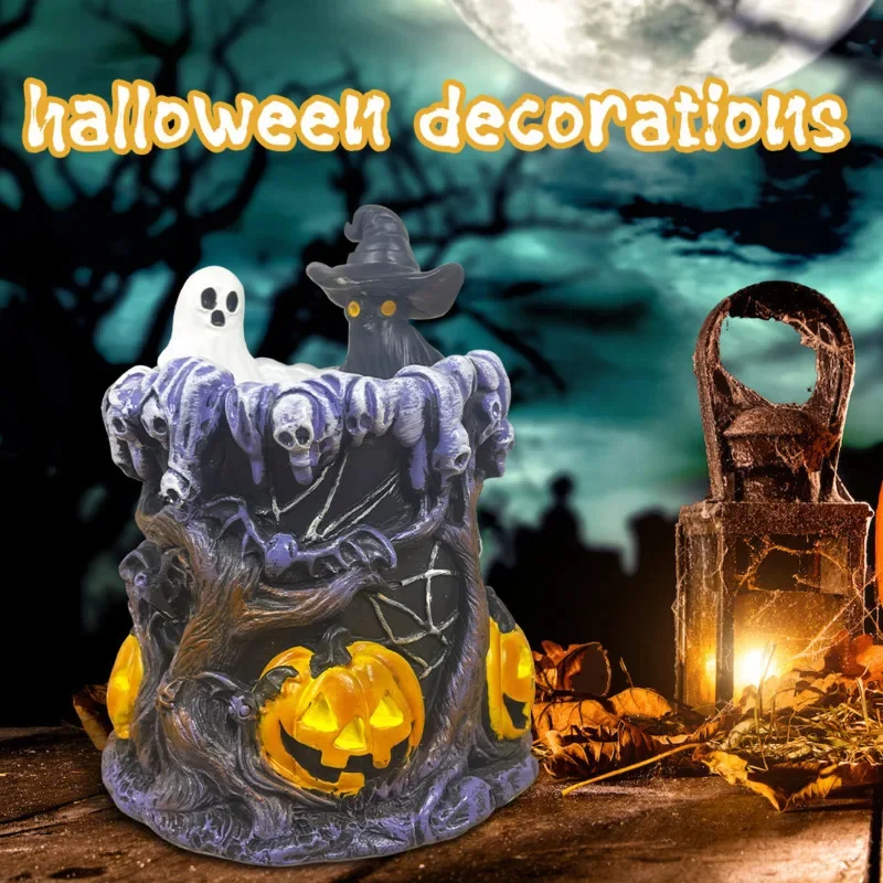 

Halloween Resin Ghost Witch Candlestick Ornament Home Creative Personality Desktop Decoration Children's Birthdays Gifts