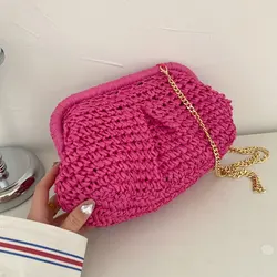 Bolso de hombro de diseñador para mujer, bolsa de paja cálida para fiesta, bolso cruzado con almohada y bola de masa hervida, Invierno 2023