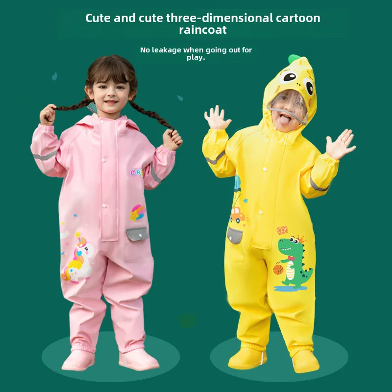 Children's One-Piece Raincoat Rain Pants Suit Rain-Proof Boys and Girls Waterproof Clothing Full Body Kid Summer New Po