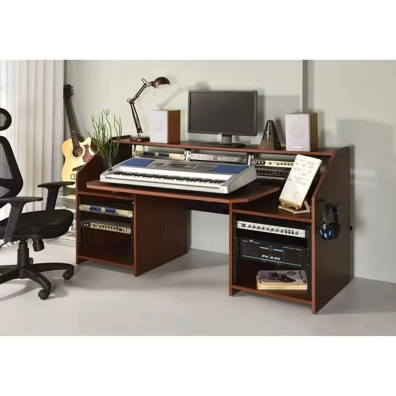 Cherry Music Wine Desk with Convenient Ear Stand Medium-density Fiberboard Craftsman Design for Home Office