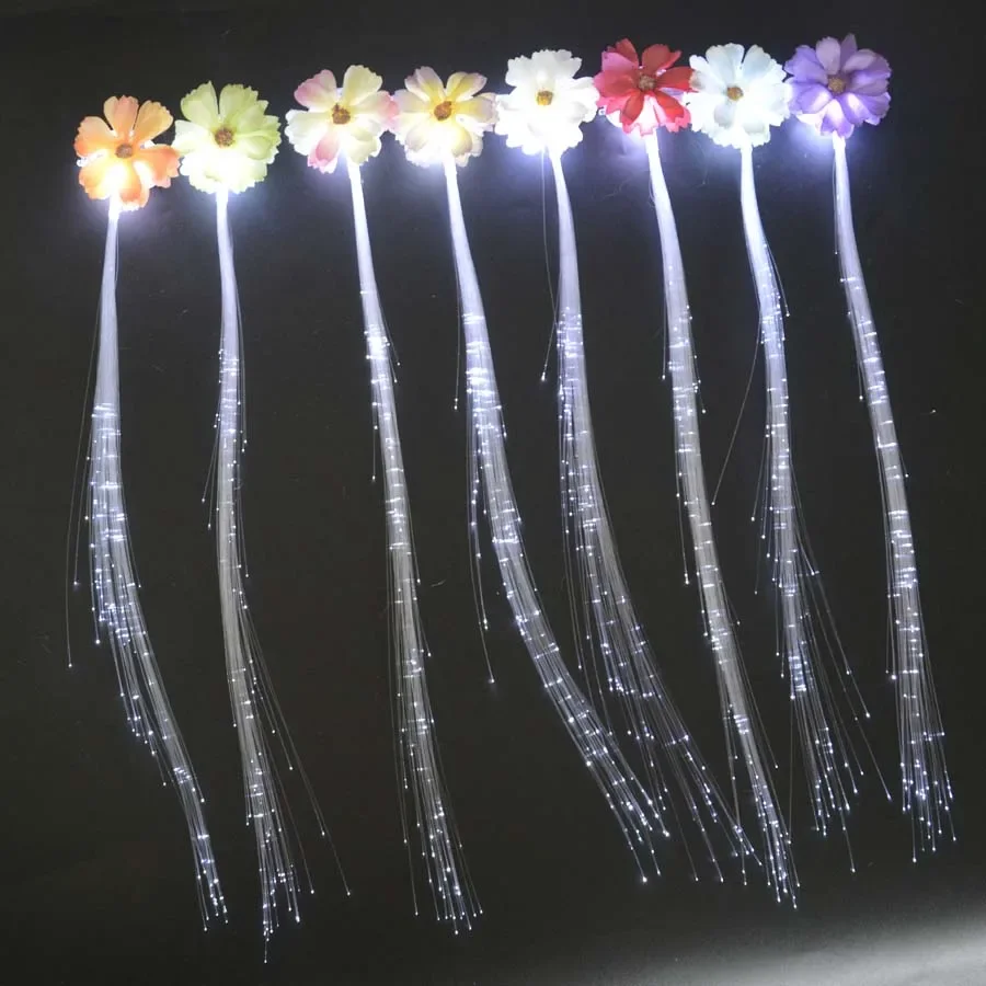 

30pcs Flower LED Lights Hair Clips Light-Up Fiber Optic Barrettes Light Flash Braid Party Bar Navidad New Year Wedding Festival