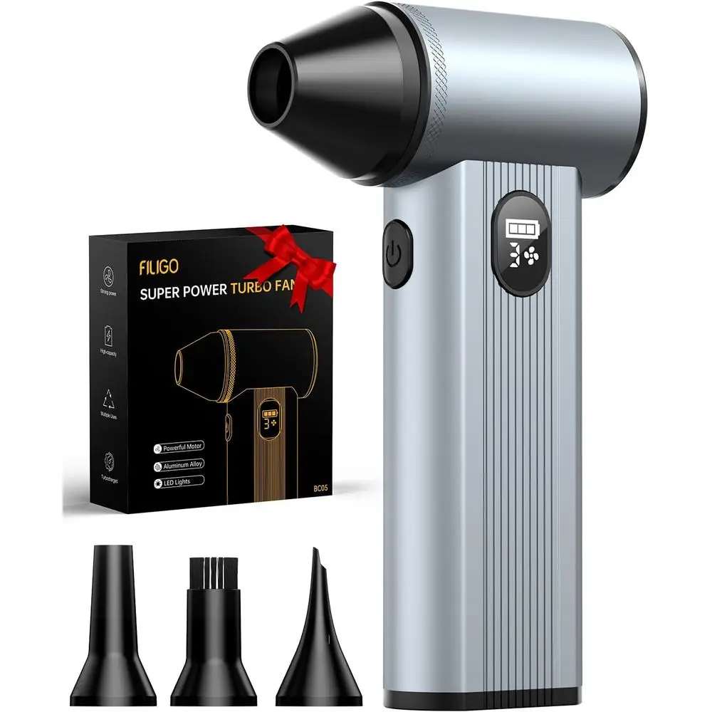 

Compred Air Duster with150,000RPM BrushlMotor, 8000mAh Battery, LED Light, 4-Gear Adjustable Electric Air Blower or Home, Car, C