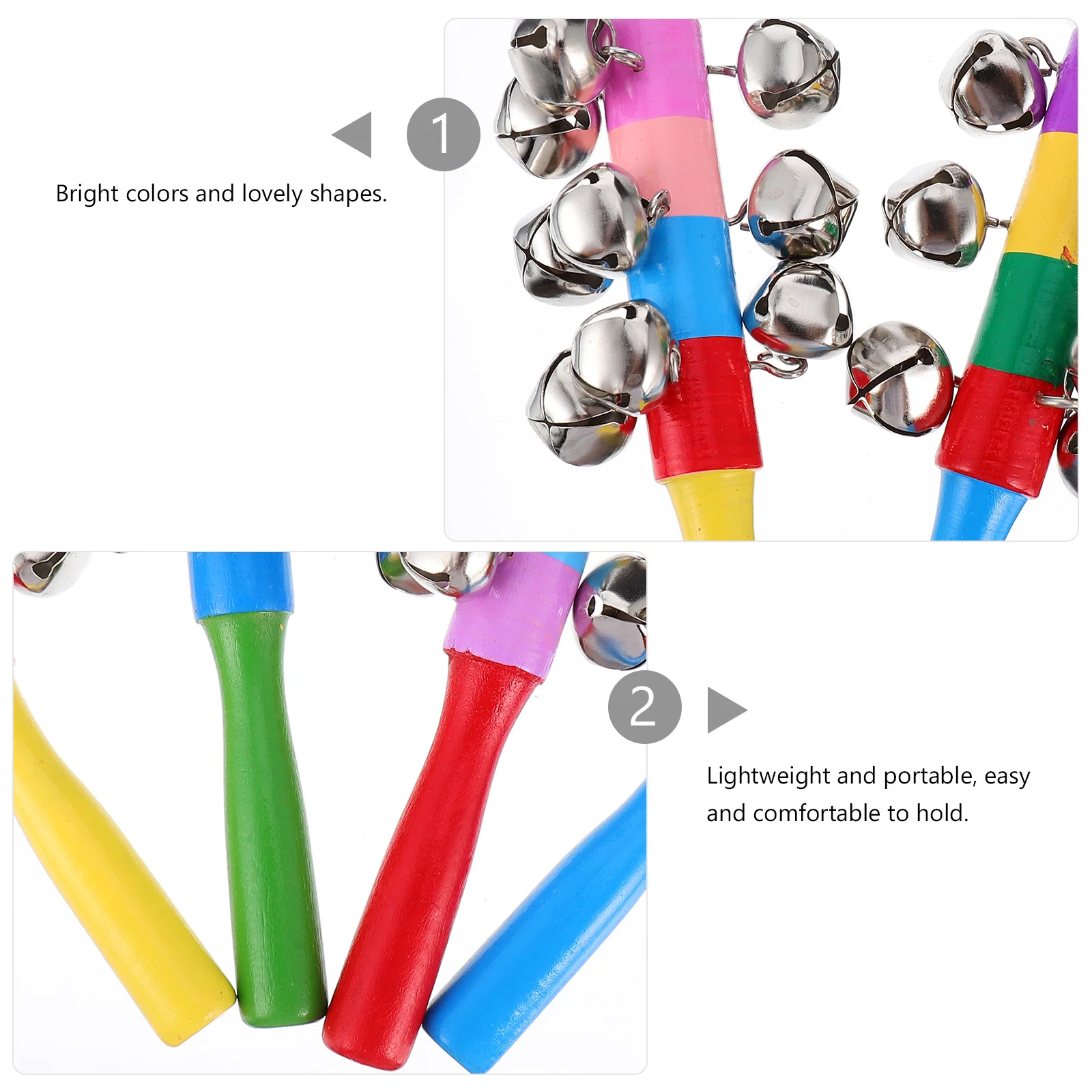 3-teiliges Handglocken-Sticks für Kinder, Holzrasseln für Kleinkinder, Handglocken-Spielzeug