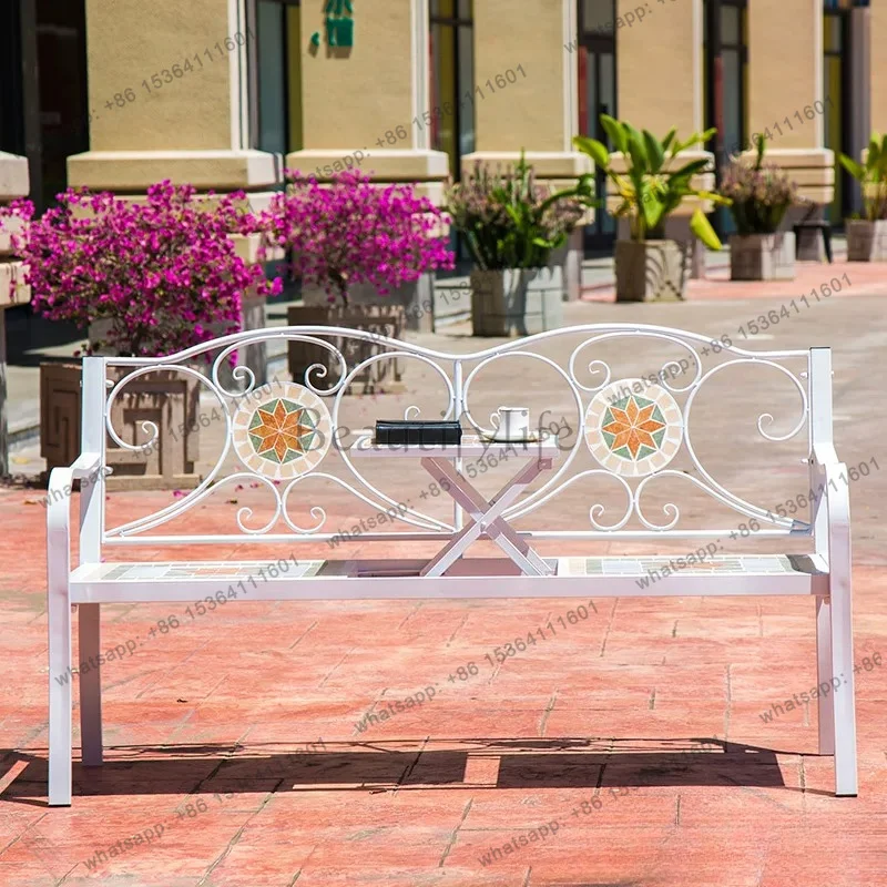 

European Ironart Balcony Courtyard Garden Bench Outdoor Table & Chair Villa Terrace Leisure Creative Long Garden