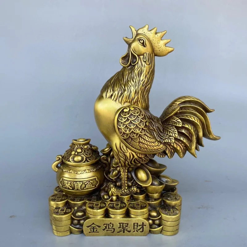 

Brass Rooster Ingot Cornucopia Fu Chicken Ornaments Chinese Zodiac of Rooster GOLDEN ROOSTER Hallway Home Office Desk Surface Pa