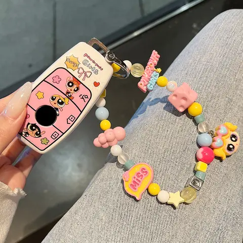 메르세데스 벤츠 키 케이스 C260L 자동차 E300L GLC300L A200L 키 커버 C200L C200L에 적합한 만화 인쇄 키 Fob 커버