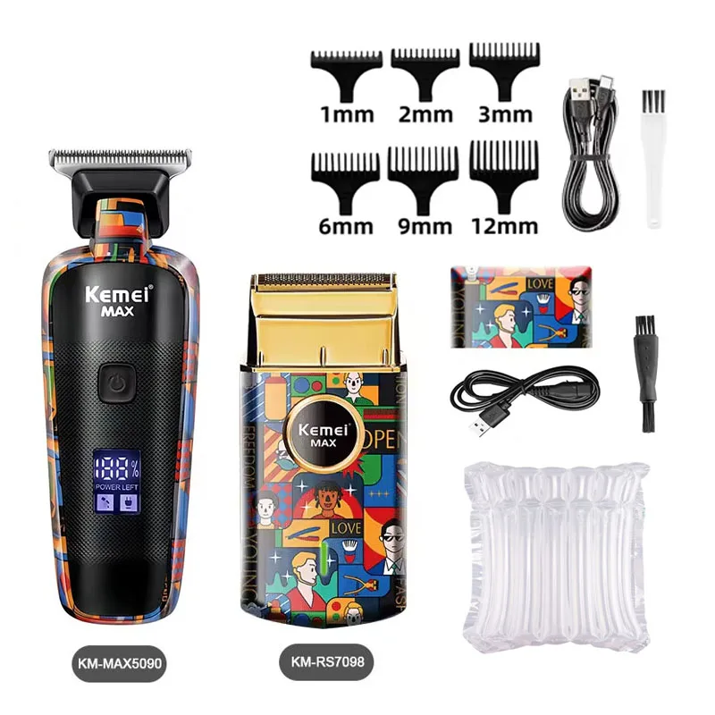Kemei Oplaadbare Graffiti Patroon Elektrische Tondeuse Professionele Kapper Trimmer Man Scheerapparaat Km-MAX2092 KM-MAX5090 KM-RS7098