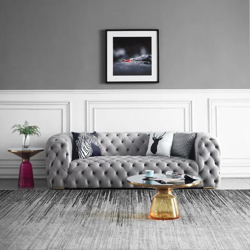 Chester Moon Sofa podłogowa 3 osobowy salon aksamitna kanapa włoska nowoczesna Sofa Chesterfield