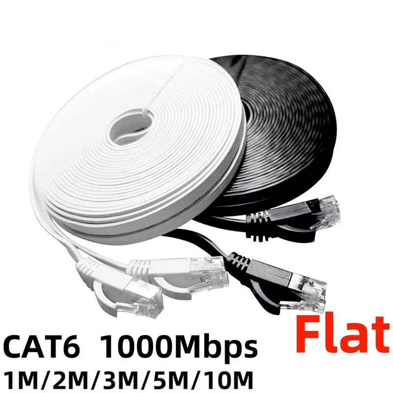 Cable CAT6 Flat Ethernet Cable RJ45 Patch LAN CAT 6 Oxygen Free Copper Gigabit Network Cable For Laptop Router Router PS5 Xbox