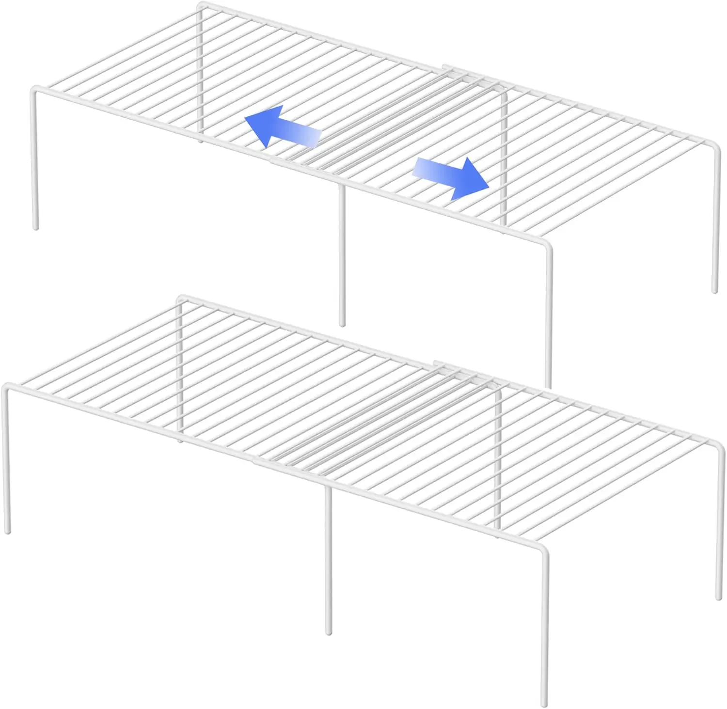 

4-Piece Expandable Metal Storage Shelf Rack, Rustproof Kitchen & Bathroom Organizer, White, Set of 2