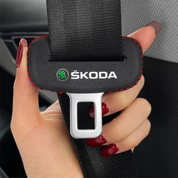 Car Logo Seat Safety Belt Buckle Cover Interior Accessories For Skoda Octavia Fabia Superb Yeti Enyaq Rapid Kodiaq Kamiq Karoq