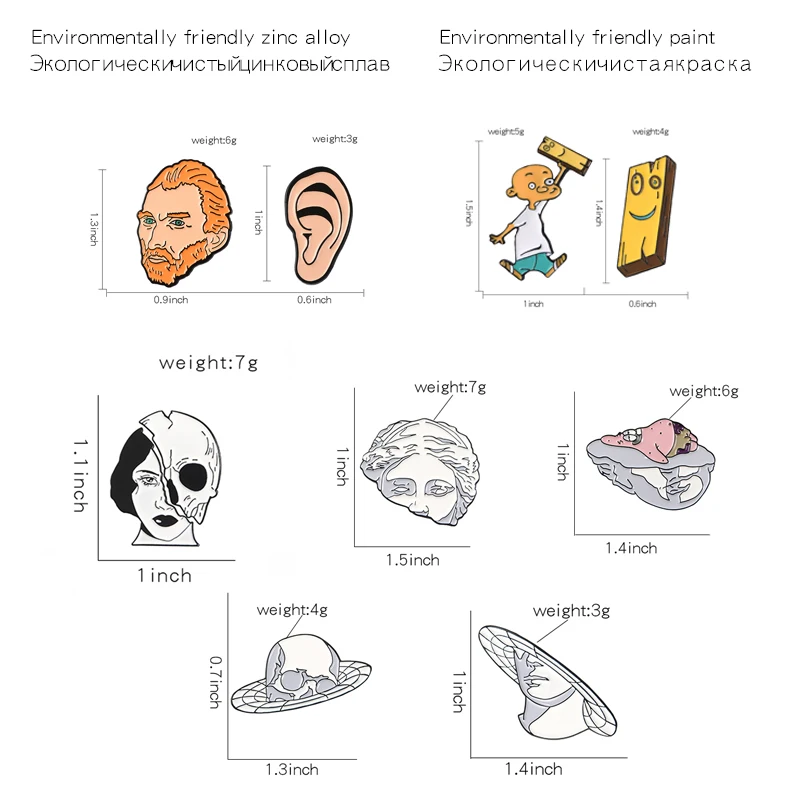 بالجملة دبوس المينا فان جوخ بلانك Ed Edd Eddy الشرير النساء دبابيس الوجه نجم البحر النحت التلبيب دبابيس مجوهرات هدية لصديق