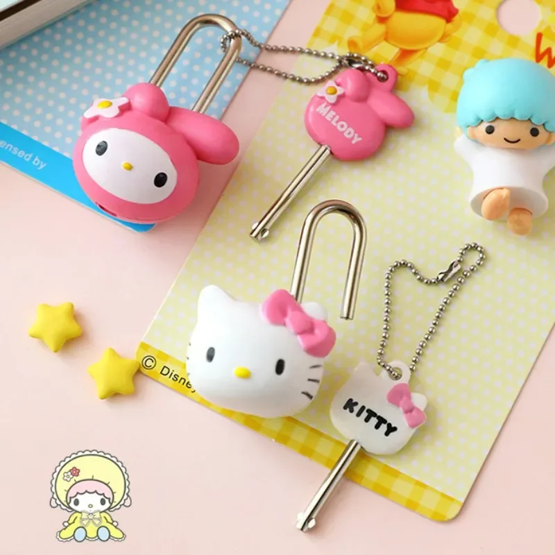 Sanrio Hello Kitty Melody Padlock Diary Lock Cartoon Zipper Bag Backpack Handbag Drawer Cabinet Luggage Mini Plastic Lock Tools