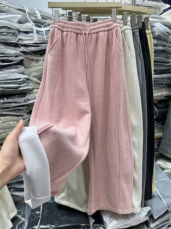 

Американские брюки с высокой талией и широкими штанинами, женские, свободные, повседневные, длинные, осенне-зимние, новинка, утягивающие фигуру