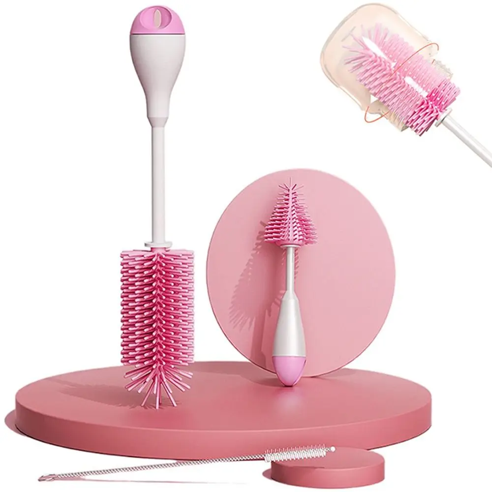 

360 Degree Rotation Baby Bottle Brush Set Long handle Hanging Hole 3 in 1 Pacifier Cleaning Kits Detachable All-Round