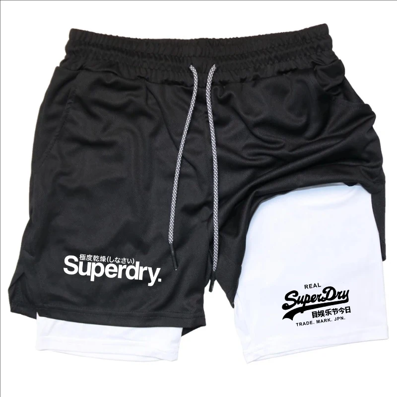 Summer Shorts for Men 2 in 1 Athletic Gym Workout Running Performance Shorts Print with Phone Pocket Quick Dry Breathable shorts