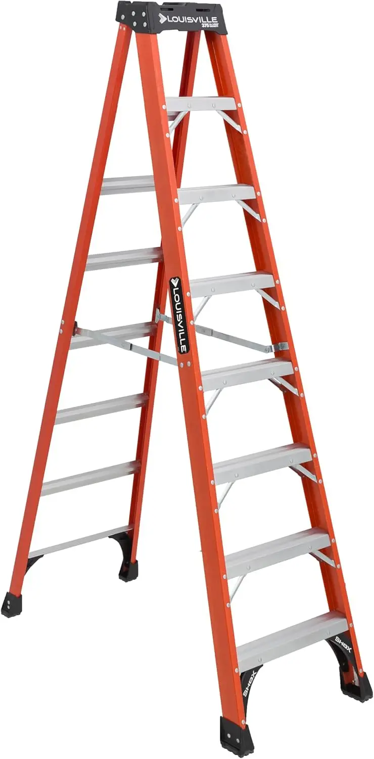 8-Foot Fiberglass Step Ladder, 375-Pound Load Capacity, Type