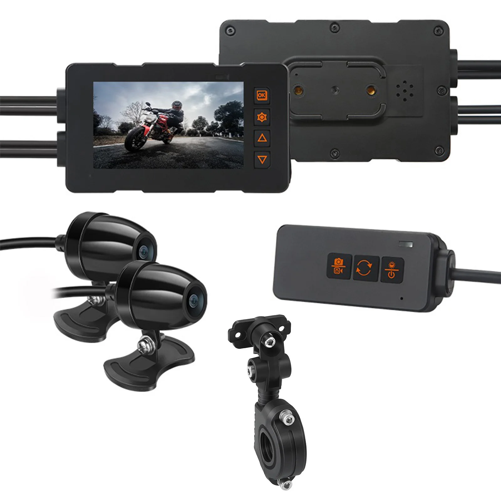 

Motorcycle Driving Recorder 2K+1080P HD 3.0 Inch IPS Screen Motorcycle Dashcam IP65 Waterproof DVR Front & Rear Camera