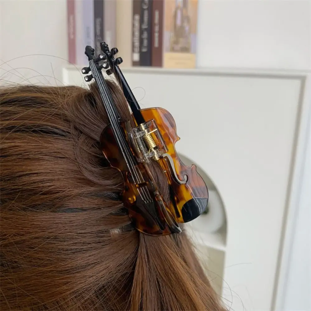Cute Acetic Acid Acetate Guitar Hair Claw Piano Violin Music Hair Clip Grab Clip Creative Big Shark Clip Female