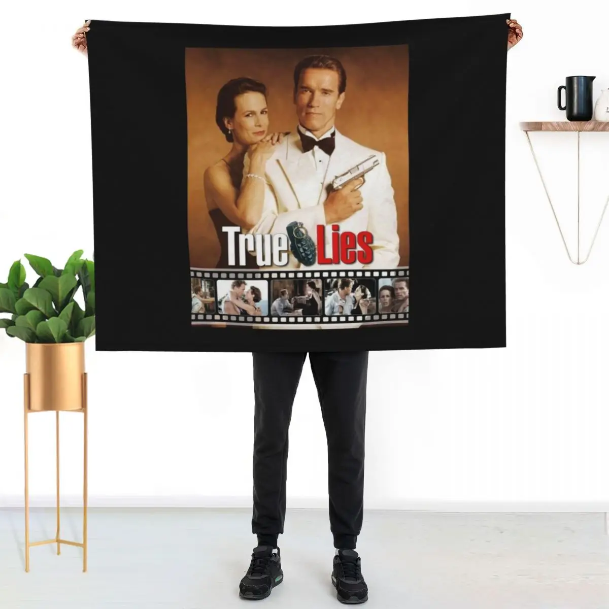True Lies Old Movie Poster Throw Blanket Wrinkle Resistant Lightweight Blanket