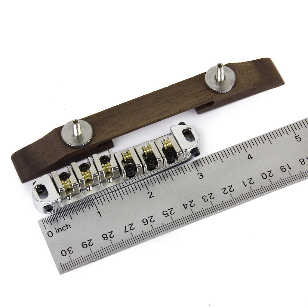 

Бридж для джазовой гитары из цинкового сплава с роликовыми седлами из палисандра, аксессуар для электрогитары, для модернизации