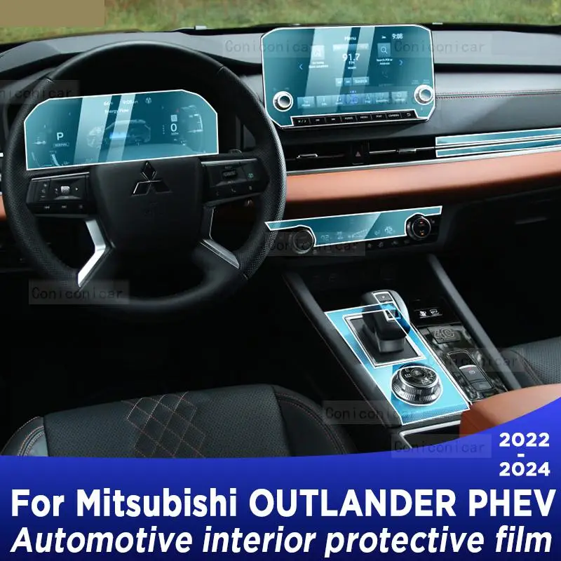 

For MITSUBISHI OUTLANDER PHEV 4 2022-2024 Gearbox Panel Navigation Screen Automotive Interior TPU Protective Film Anti-Scratch