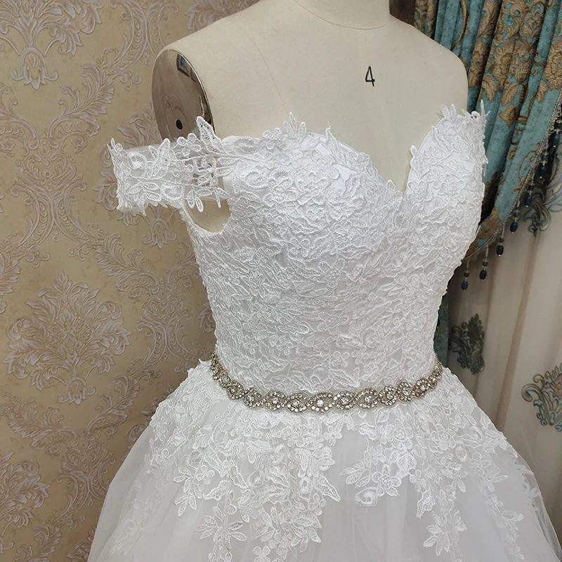 ZJ9183-vestido de novia con apliques preciosos, traje de boda de línea a con escote Corazón, Croset de cristal de lujo con cordones en la espalda,