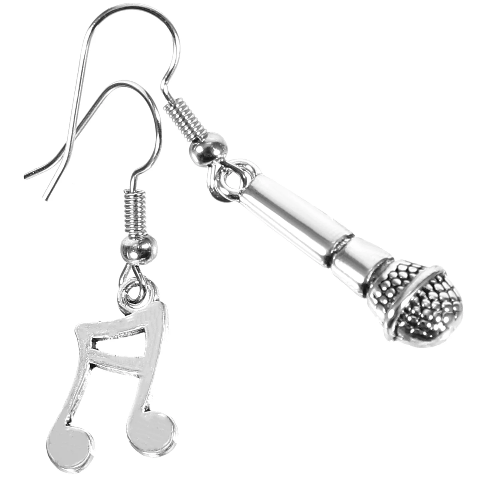 

Music Note Dangle Earrings Gift for Lovers Microphone Pendant Asymmetrical Miss