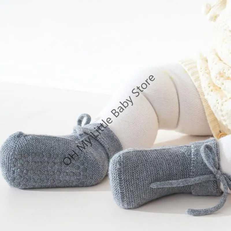 

M76C Solid Color Anti Slip Toddler Socks Elastic Cuff Floor Socks for Indoor Play and Crawling Comfortable