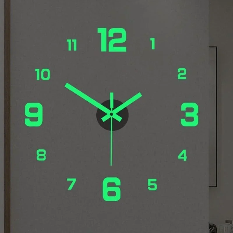 3D Wall Clock Luminous Frameless Wall Clocks DIY Digital Clock Wall Stickers Silent Clock for Office Wall Decor Study view 4