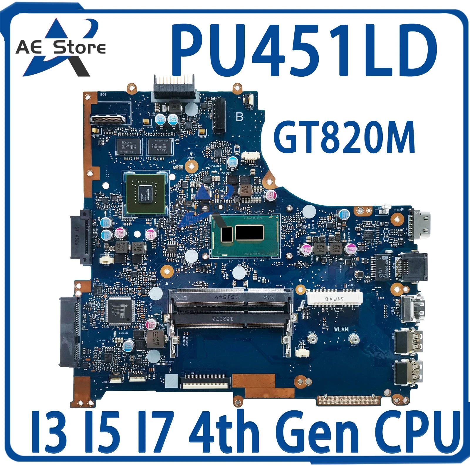 

PU451L Mainboard For ASUS ASUSPRO ESSENTIAL PU451LD PRO451LD Laptop Motherboard I3 I5 I7 4th Gen GT820M DDR3L