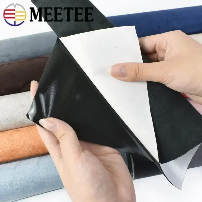 Meetee 50*143cm 0.8mmThick Suede Self-adhesive Fabric Adhesive Synthetic Leather Cloth for Car Interior Dooration Velvet Fabrics