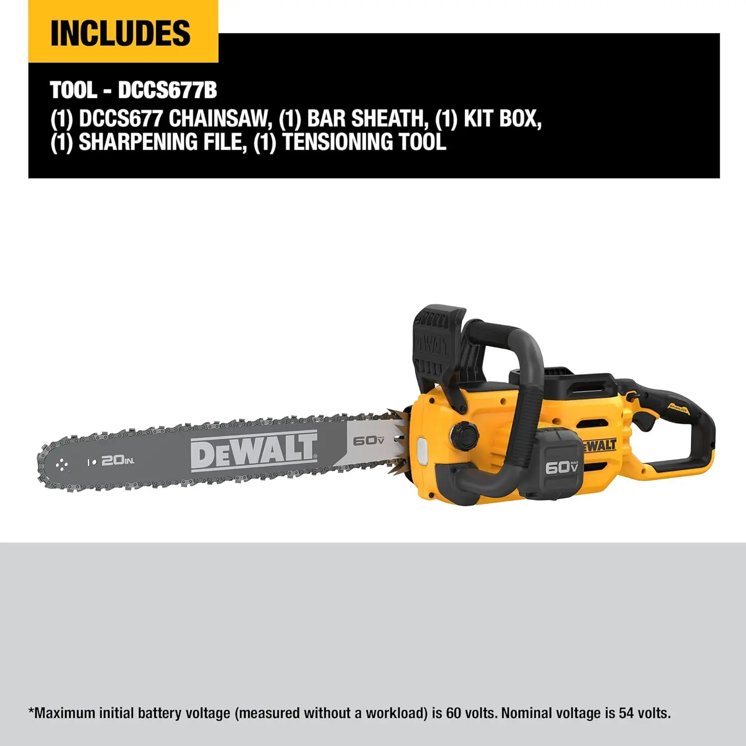 60V Flexvolt 20"" Brushless Chainsaw - Bare Tool (Dccs677B)