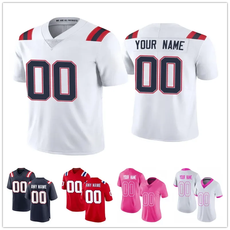 Custom New England Men Women Youth Football Jersey #10 Drake Maye #12 Tom Brady #6 Christian Gonzalez #21 Antonio Gibson