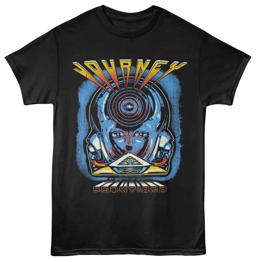 Camiseta clásica negra Journey Frontiers, camiseta holgada y transpirable de verano para hombres y mujeres