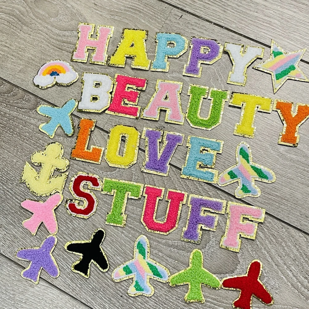 

Self Adhesive Sequin Letter Patches Giltter Chenille Stick-on Letters Patch Towel Embroidered Sequin Felt Alphabet DIY 5.5cm