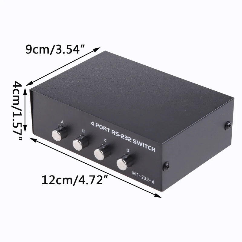 DB9 Pin Serial RS232 Switch Manual 4 Ports Data Sharing Switcher for Printer