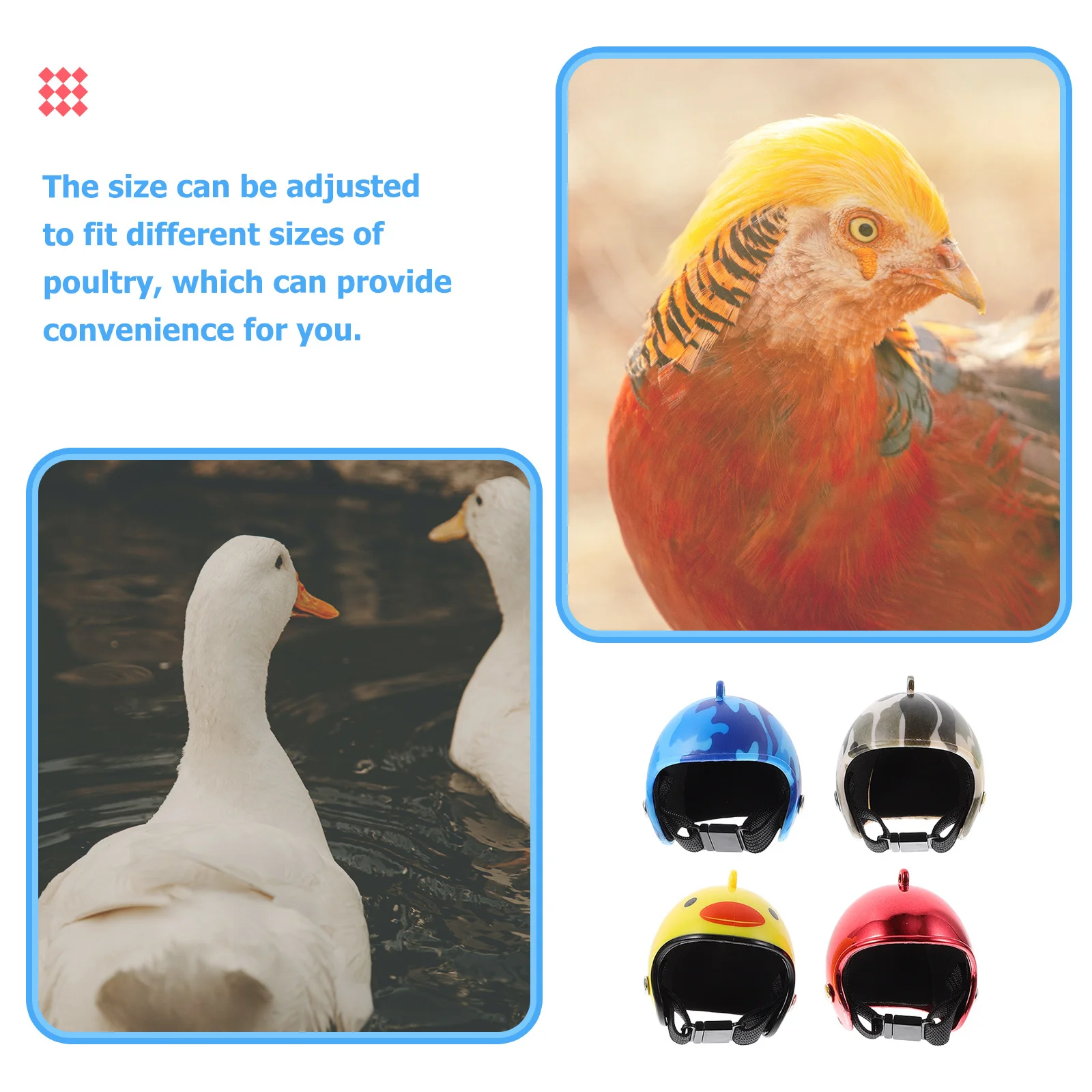 

4Pcs Chicken Helmets for Hens Comfortable Soft Adjustable Poultry Head Protection Anti-Pecking Protective Accessory